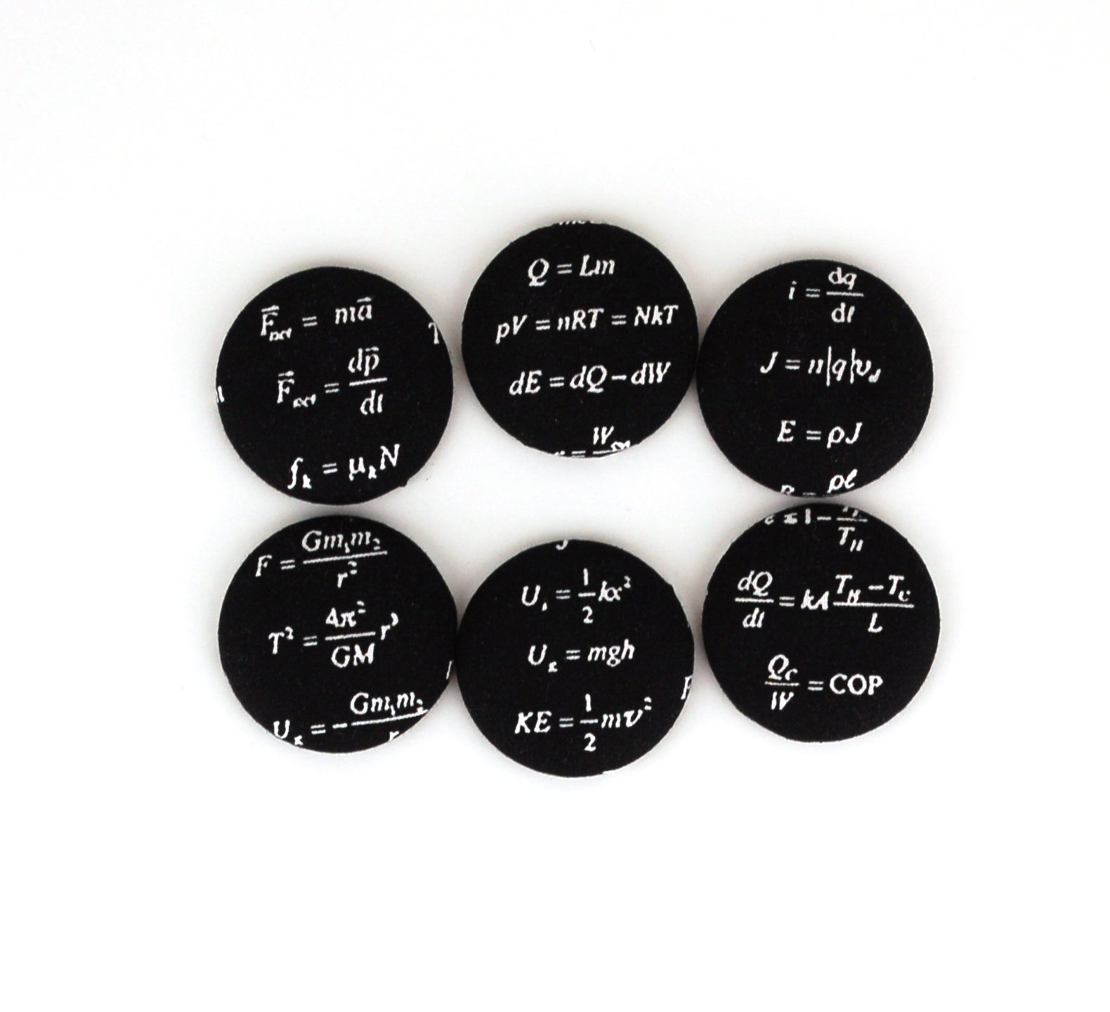 Science Fabric Covered Button Magnets, Set of 6 Science Magnets, Chemistry  and Physics Formulas – Zinnia's Closet